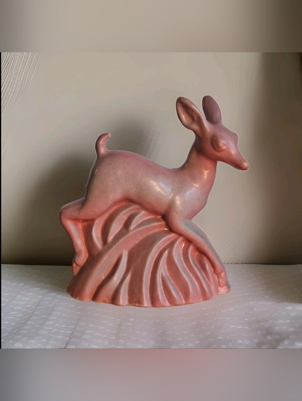 Vintage Niloak Pottery Dusty Rose Jumping Deer Planter